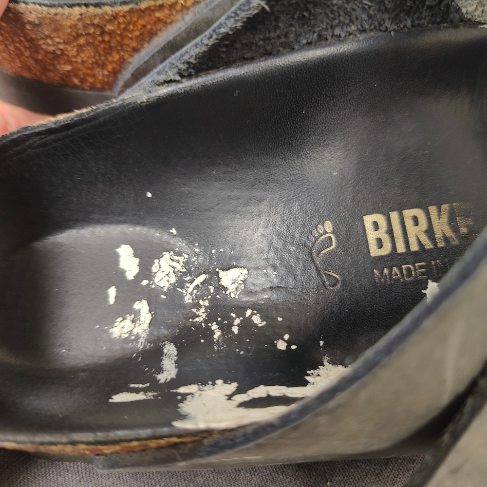 Birkenstock Arizona Big Buckle Sandals Women 39 US 8 Grey Leather Gold Hardware - Picture 8 of 11